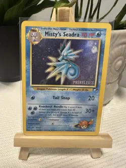 Pokemon Card Misty's Seadra PRERELEASE Gym Heroes Holo Rare 9/132 WOTC LP/NM - Image 1