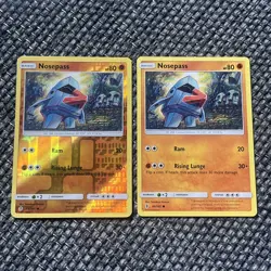 Pokemon TCG Nosepass Guardians Rising 69/145 Reverse Holo + Non Holo Cards LP. - Image 1