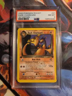 2000 Pokemon Team Rocket 1st Edition DARK CHARIZARD #21 PSA - 8 FRESH - Image 1