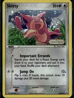 Skitty Common Legend Maker 64/92 Colorless Reverse Holo Pokemon Card - Image 1