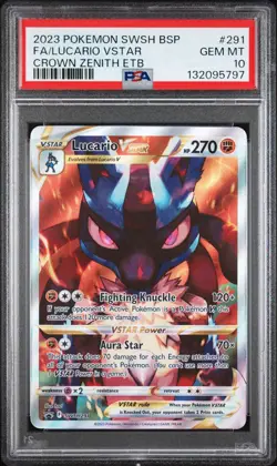 2023 POKEMON SWSH BLACK STAR PROMO #291 FULL ART/LUCARIO VSTAR PSA 10 - Image 1