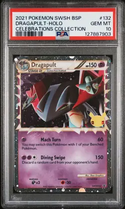 2021 POKEMON SWSH BLACK STAR PROMO CELEBRATIONS COLL #132 DRAGAPULT-HOLO PSA 10 - Image 1