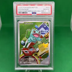 2026 POKEMON FIRST PARTNER ILLUSTRATION COLLECTION SERIES 1 BULBASAUR 037 PSA 10 - Image 1
