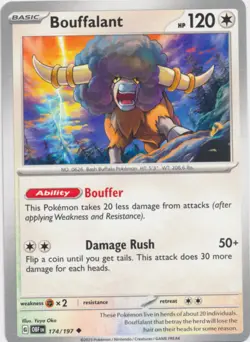 4x Bouffalant - 174/197 - Uncommon NM-Mint Pokemon SV03 - Obsidian Flames - Image 1
