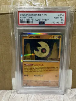 Pokemon Lunatone 004 MEP Mega Evolution Promo Prerelease Staff Holo PSA 10 2025 - Image 1