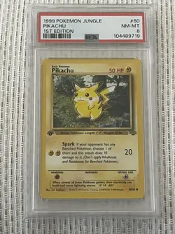 1999 Pokemon Jungle Pikachu 1st Edition #60 PSA 8 - Image 1