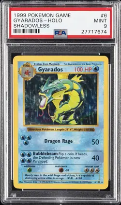1999 POKEMON BASE SET SHADOWLESS #6 GYARADOS-HOLO PSA 9 - Image 1