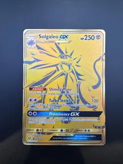 Pokemon TCG Sun and Moon Black Star Promo Solgaleo GX Card SM104a LP - Image 1