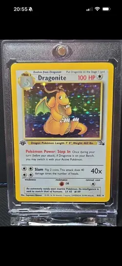 Dragonite 4/62 Fossil 1st Edition Holo Rare Vintage - MP see pics and desc. - Image 1
