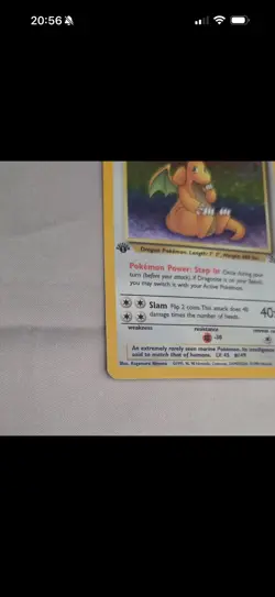 Dragonite 4/62 Fossil 1st Edition Holo Rare Vintage - MP see pics and desc. - Image 3