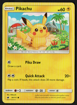 Pikachu 30/111 Crimson Invasion Pokemon TCG Card - Image 1