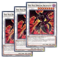 Yugioh - Hot Red Dragon Archfiend x 3 - 1st Edition Rare LP - Plus Free Holo - Image 1