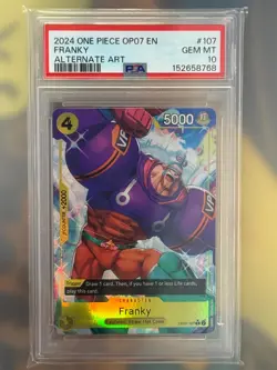 2024 One Piece Franky Op07-107 Alternate Alt Art #107 PSA 10 - Image 1