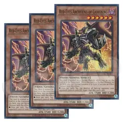 Yugioh - Red-Eyes Archfiend of Lightning x 3 - NM - Plus Free Holographic Card - Image 1