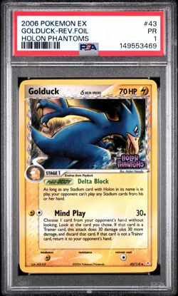2006 POKEMON EX HOLON PHANTOMS #43 GOLDUCK-REVERSE FOIL PSA 1 - Image 1