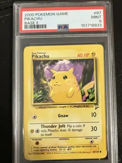 Pokemon 2000 Game Base Set 2 #87 Pikachu Yellow Cheeks PSA 9 Mint - Image 1
