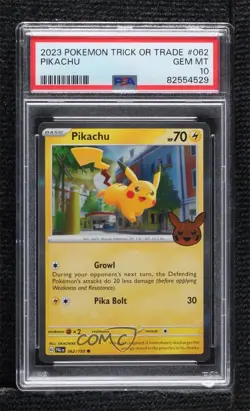 Mirage Holo - Pikachu Pokemon Scarlet & Violet Trick or Trade BOOster PSA 10 - Image 1