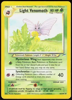 Neo Destiny Light Venomoth 53/105 Uncommon Pokemon Unlimited MP - Image 1