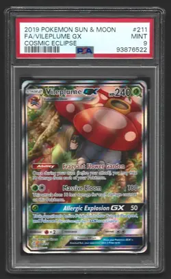 Pokemon Vileplume GX 211/236 Full Art Cosmic Eclipse PSA 9 MINT - Image 1