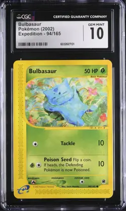 CGC 10 GEM MINT Bulbasaur 94/165 Expedition Base Pokemon Vintage 2002 - Image 1