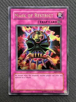 Yugioh Mask of Restrict Unlimited Edition Ultra Rare LON-018 LP/NM - Image 1