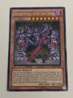 Yugioh Archfiend Emperor, the First Lord of Horror - Rare LP - Plus Free Holo - Image 1