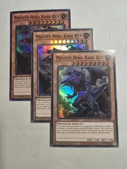 3X Mighty Dino King Rex - DUNE-EN008 - Super Rare - 1st Ed NM Yugioh - Image 1