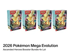 Lot 4x Pokemon TCG Mega Evolution Ascended Heroes Booster Bundle Sealed PRESALE - Image 1
