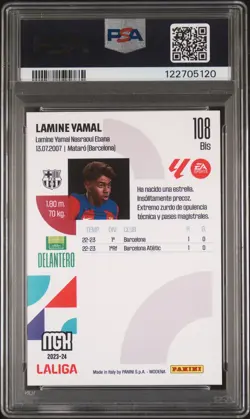2023-24 PANINI MEGACRACKS LALIGA EA SPORTS #108BIS LAMINE YAMAL PSA 9 - Image 2