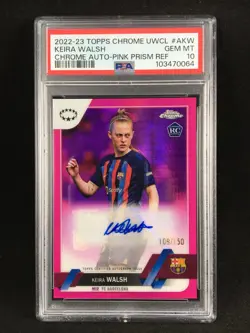 PSA 10 Keira Walsh 2022-23 Topps Chrome UEFA Women’s PINK /150 Auto RC - Image 1