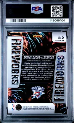 SHAI GILGEOUS-ALEXANDER PSA 10 2024-25 PANINI PRIZM BLACK #5 FIREWORKS SILVER 19 - Image 2