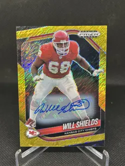 2025 Panini Prizm Black FOTL Will Shields Gold Shimmer Auto /10 Chiefs - Image 1