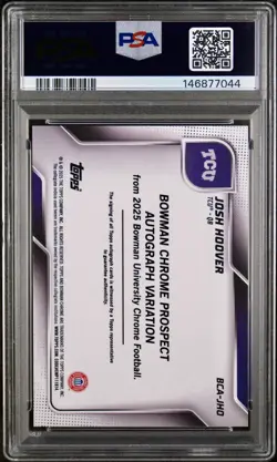 2025 Bowman U Chrome Josh Hoover Blue Refractor AUTO /150 PSA 10 Indiana Hoosier - Image 2