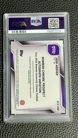 2025 Bowman U Chrome Josh Hoover Blue Refractor AUTO /150 PSA 10 Indiana Hoosier - Image 5