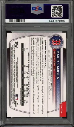 2025 Bowman Chrome DAVID SANDLIN #CPA-DSA 1st Green Reptilian Auto /99 PSA 9 - Image 2