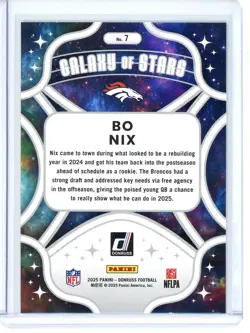 Bo Nix Galaxy of Stars 2025 Donruss #7 - Image 2
