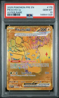 2025 POKEMON PRE EN-PRISMATIC EVOLUTIONS HYPER RARE #179 PIKACHU EX PSA 10 - Image 1