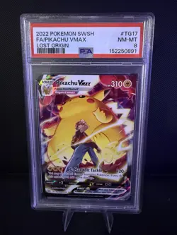 2022 Pokemon PSA 8 Pikachu VMAX #TG17/TG30 SWSH Lost Origin Trainer Gallery - Image 1