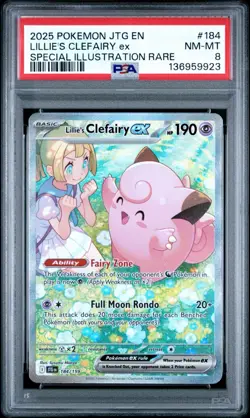 2025 POKEMON JTG EN #184 LILLIE'S CLEFAIRY EX SPECIAL ILLUSTRATION RARE PSA 8 - Image 1