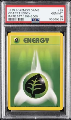 1999 POKEMON GAME BASE SET 1999-2000 #99 GRASS ENERGY PSA 10 - Image 1