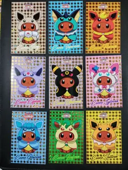 Pokemon Let's Go Eevee Database Peru Poncho GOLD HOLO Set Eeveelutions US Seller - Image 1
