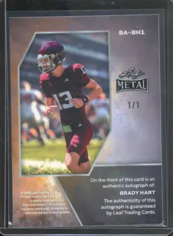 2026 Leaf Metal Football BRADY HART #BA-BH1 Rookie Gold Shimmer Auto 1/1 - Image 2