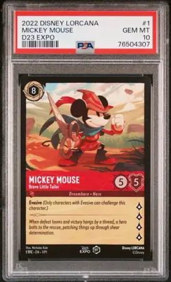 Disney Lorcana Mickey Mouse Brave Little Tailor D23 Expo 2022 PSA 10 Mint 1st Ed - Image 1