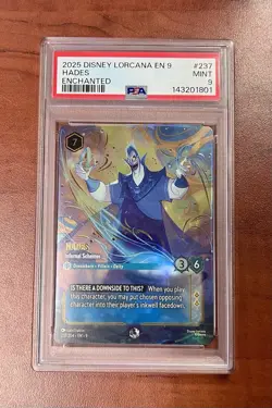 Disney Lorcana Fabled Hades Infernal Schemer Enchanted #237 PSA 9 - Image 1