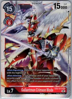 Gallantmon Crimson Mode EX2-073 SEC Digital Hazard - Digimon Card Game - NM - Image 1