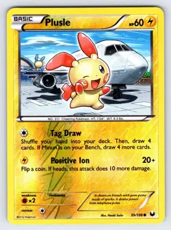 Plusle 39/108 2012 B&W Dark Explorers Pokemon Card Nintendo Reverse Holo - VLP - Image 1