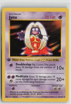 Jynx 31/102 Uncommon Base Set Shadowless Pokemon NM - Image 1