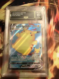 2021 Pokemon Celebrations Surfing Pikachu VMAX Full Art #9 CGC 10 - Image 1