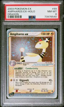 ✨ 2003 Pokemon Ex Dragon Dragon Ampharos Ex-Holo 8 PSA #89 SWIRL - Image 1