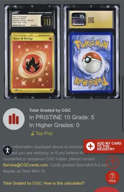 🌟LOW POP 5🌟Pokemon Obsidian Flames HR Holo FIRE ENERGY 230 CGC 10 PRISTINE - Image 3